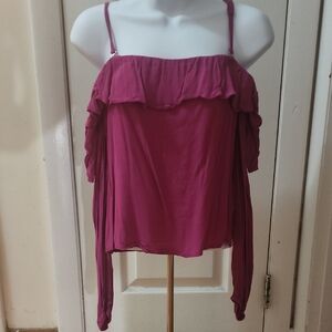 bebe Magenta Off-Shoulder Blouse